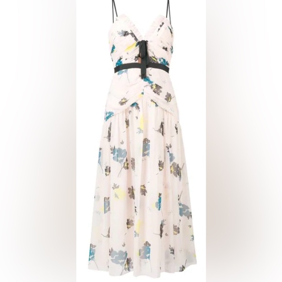 Self-Portrait Floral Ruched Midi Dress – Worn Once – Excellent Condition - Picture 5 of 15